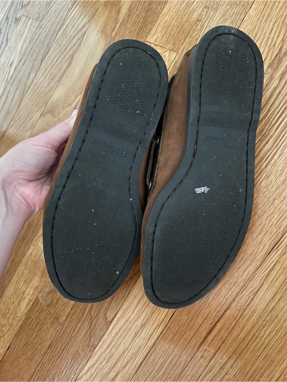 Sperry Tan Leather Boat Shoes - Picture 3 of 3